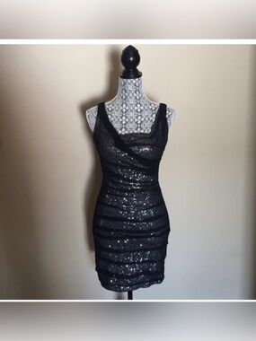 Express Black Sequin Mini Dress